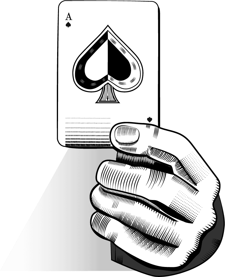 holding playing cards illustration set showcasing detailed hand and ace of spades