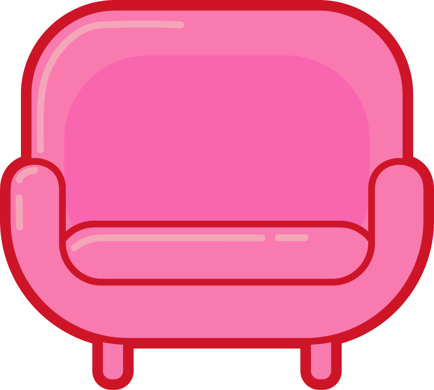 home furniture icons set pink flat 