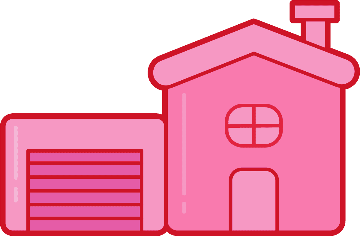 home furniture icons set pink flat 