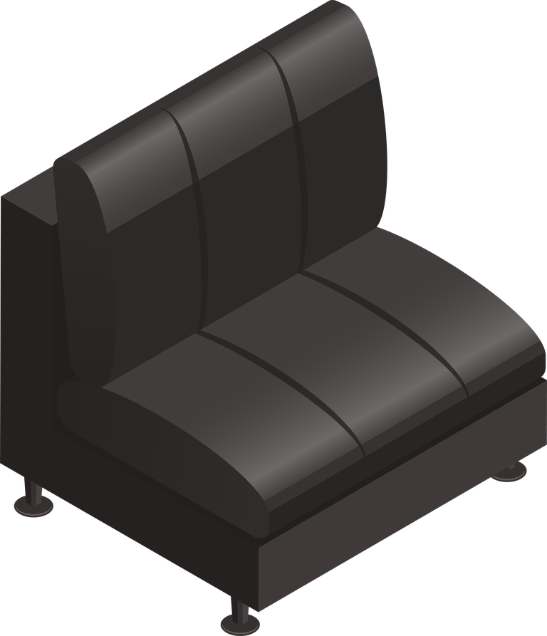 isometric home interior objects featuring a modern black couch for stylish living spaces