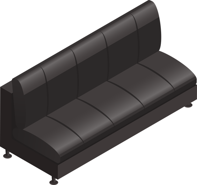 isometric home interior objects featuring a sleek black sofa for modern living spaces
