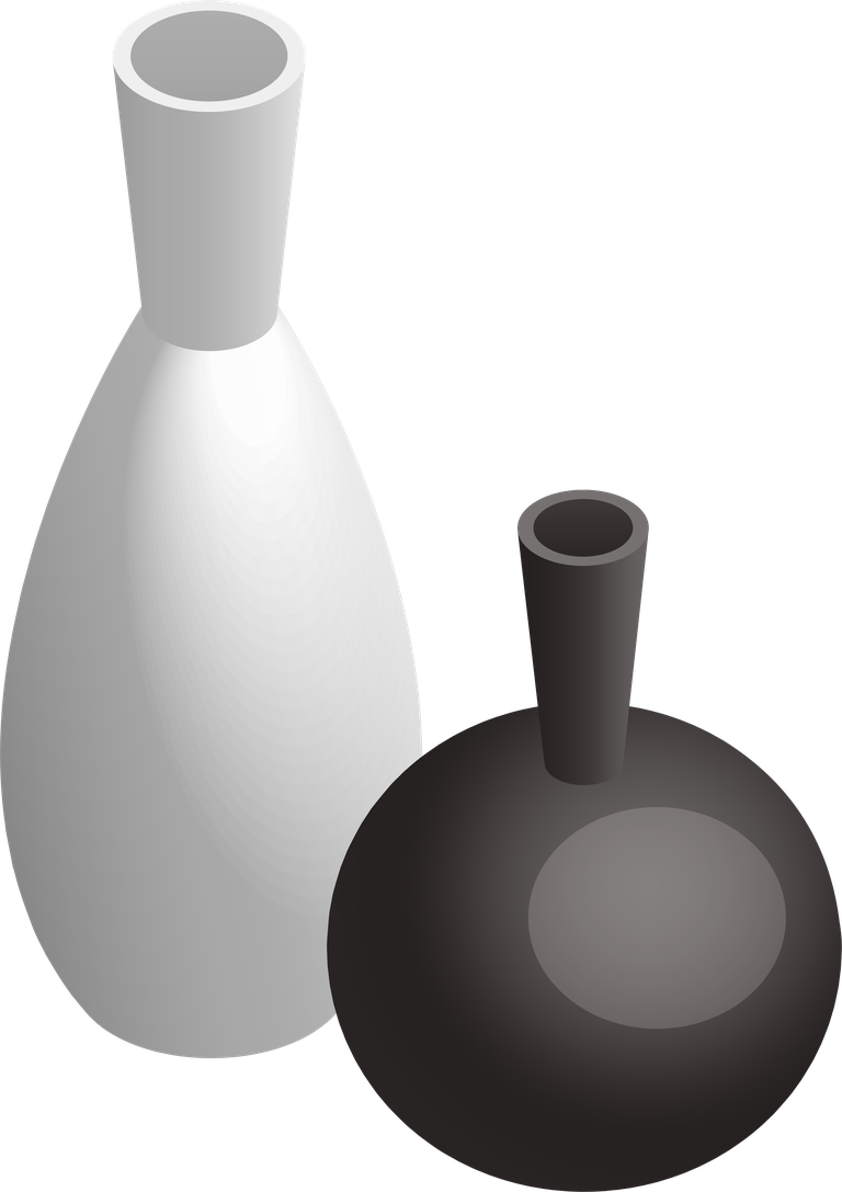 isometric home interior objects with elegant vases in modern minimalist style