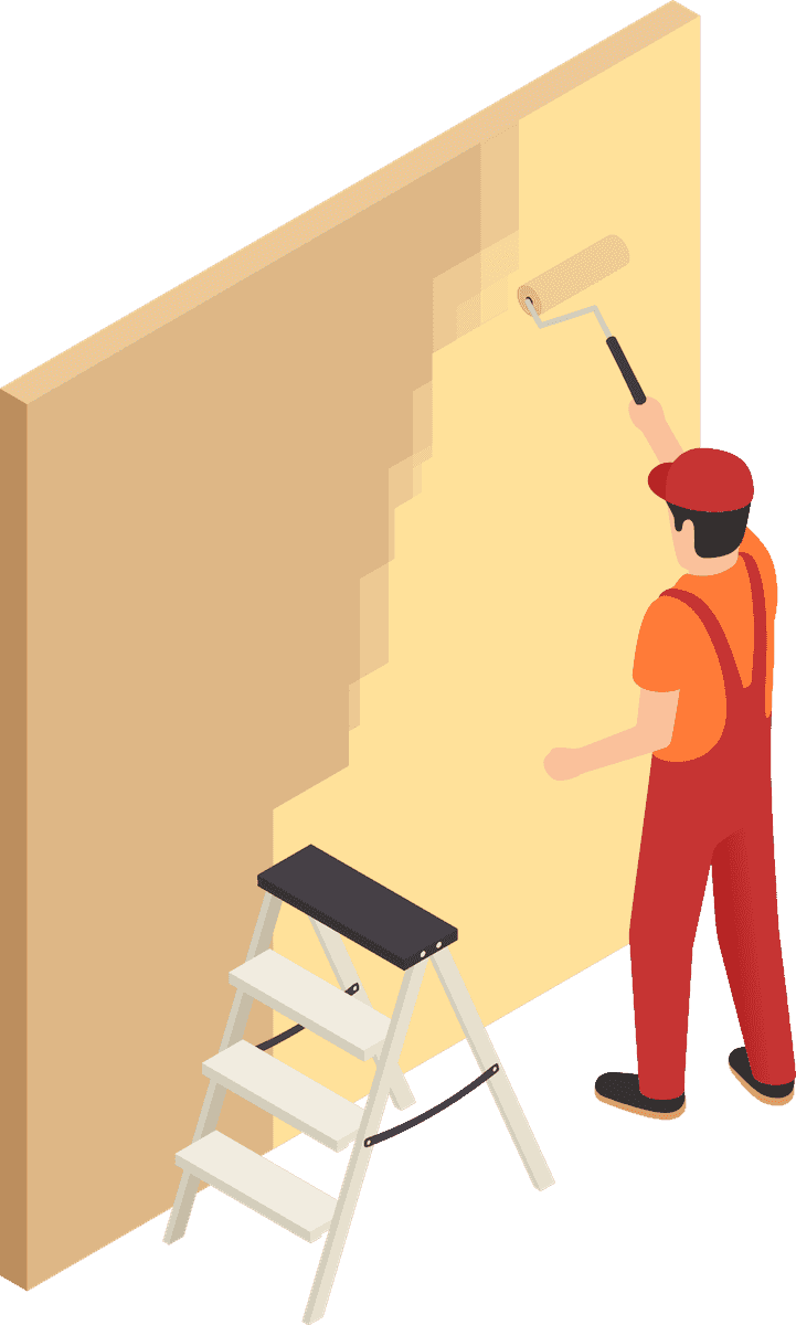 home renovation isometric icons for painting and wall finishing tasks at home