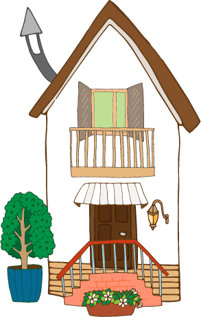 home sweet home hand drawn different architectural styles plants trees