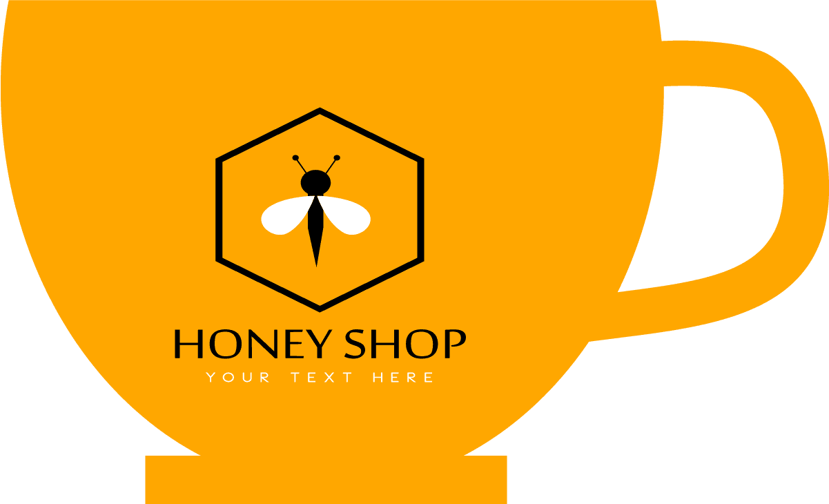 honey shop identity black yellow bee icon