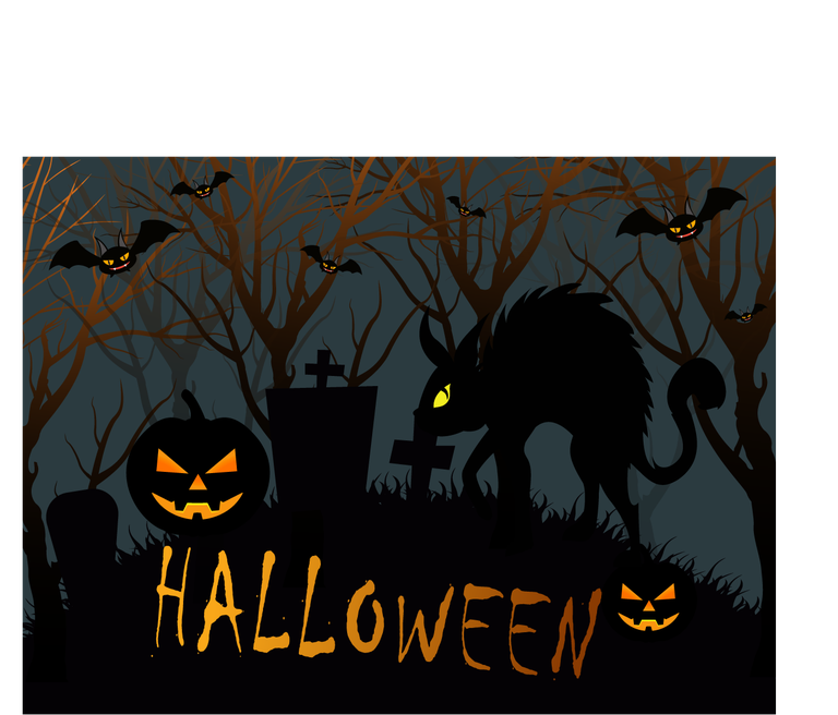 horror halloween party du with spooky pumpkins and eerie forest backdrop