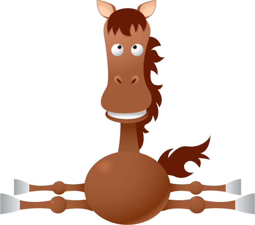 various comics and cartoon animals featuring a playful horse character with unique features