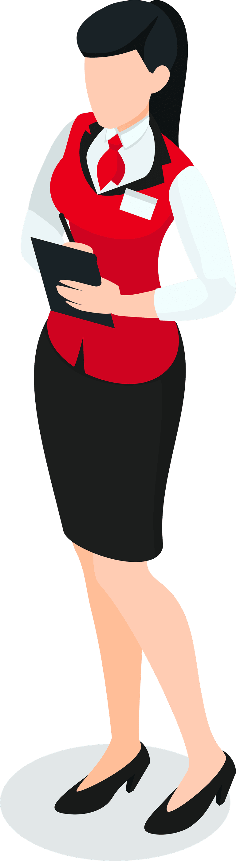 hospitality staff characters collection featuring professional female receptionist in modern attire