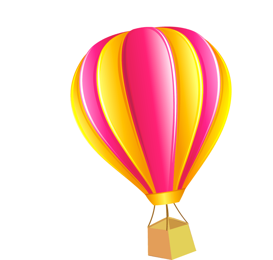 hot air balloon woman accessories icons colorful objects 