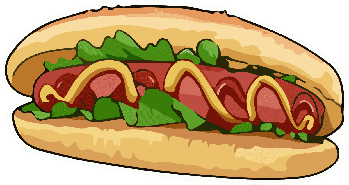 hotdog food art vector illustration featuring fresh toppings and vibrant colors for food lovers