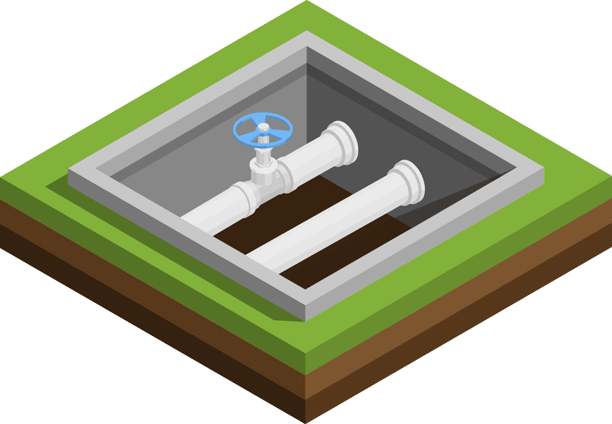 isometric house building construction illustration with underground plumbing and landscaping features