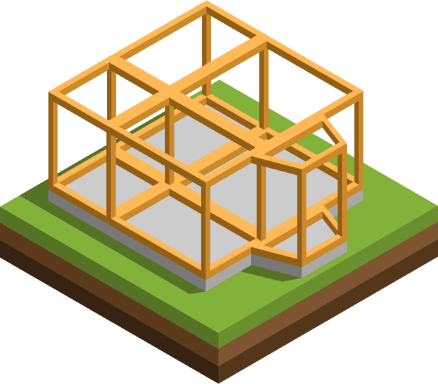 isometric house building construction illustration
