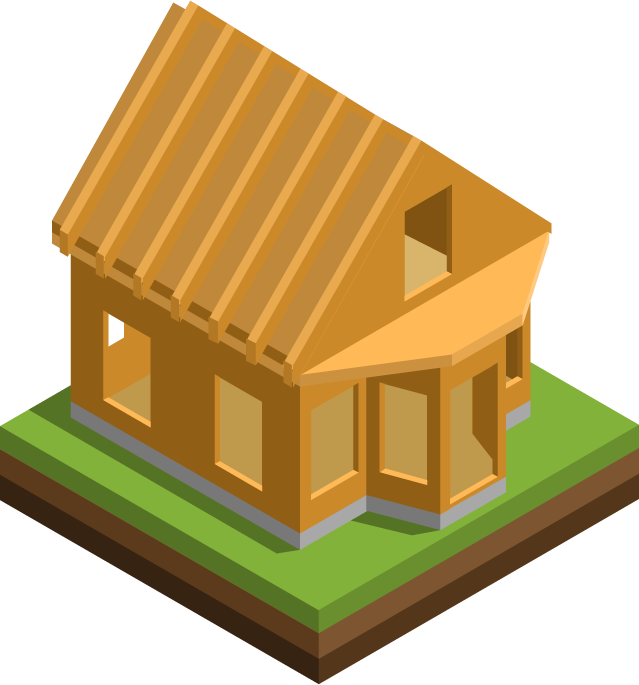 isometric house building construction illustration