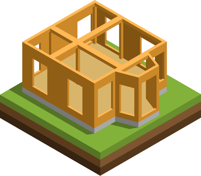 isometric house building construction illustration