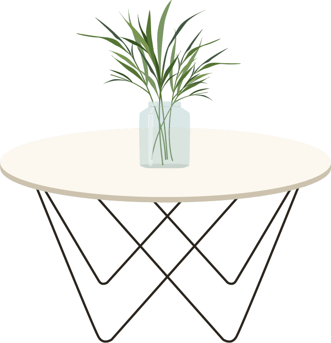 house furnitures icons contemporary style with stylish tables and greenery decor