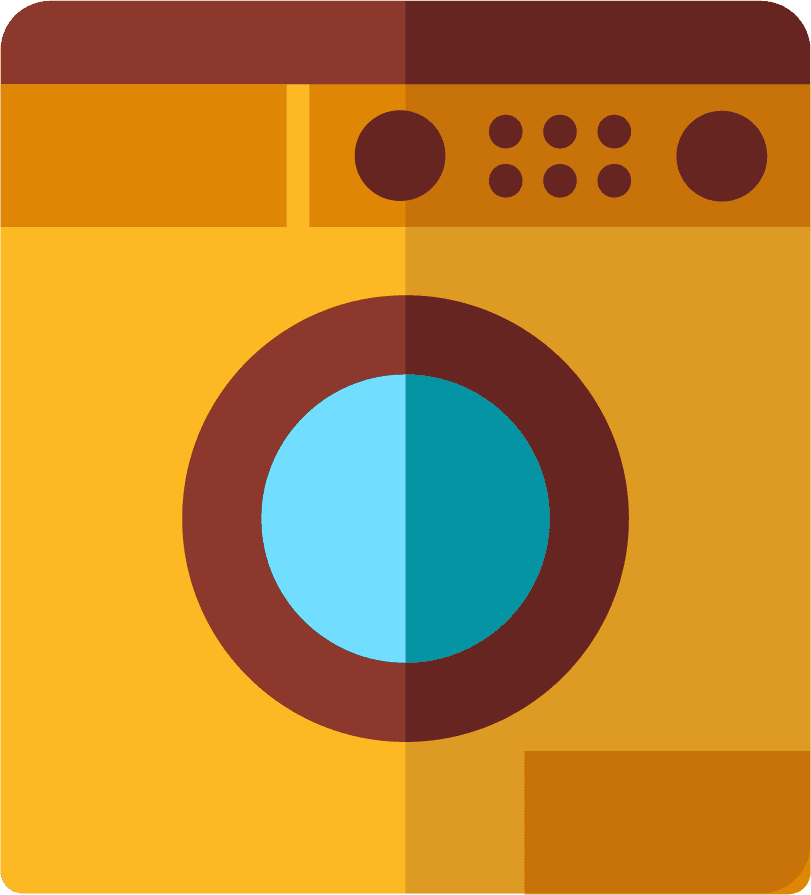 housekeeping cleaning flat icons featuring modern laundry equipment for home use