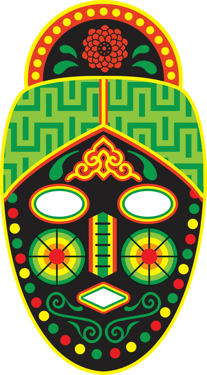 colorful huichol mask pattern with intricate details for cultural decor and crafts