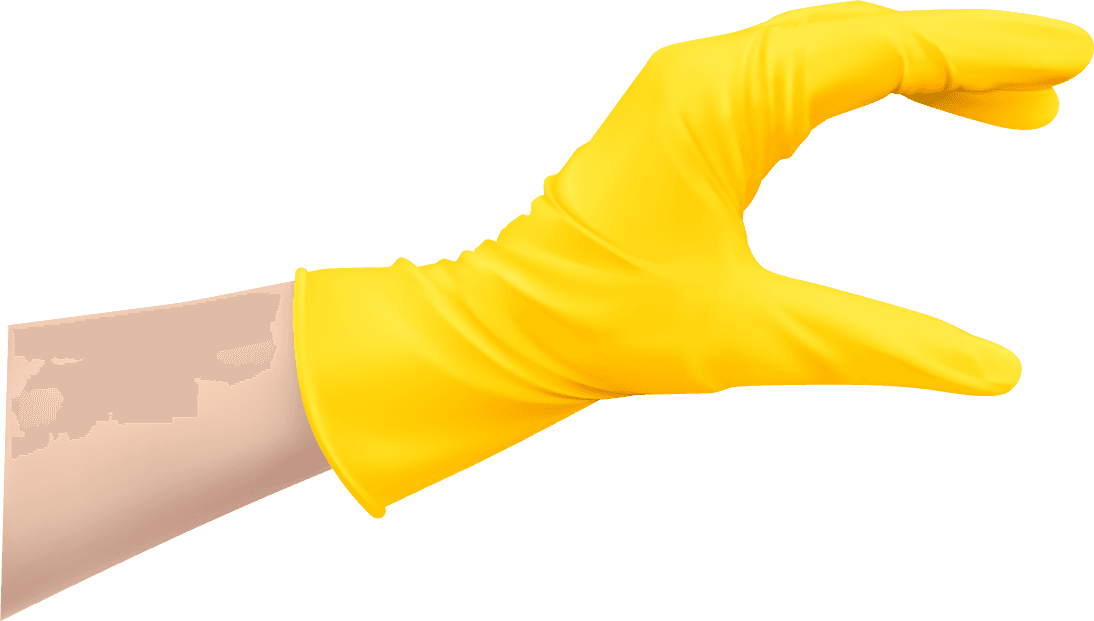 human hands protective gloves black yellow colors realistic set isolated illustration