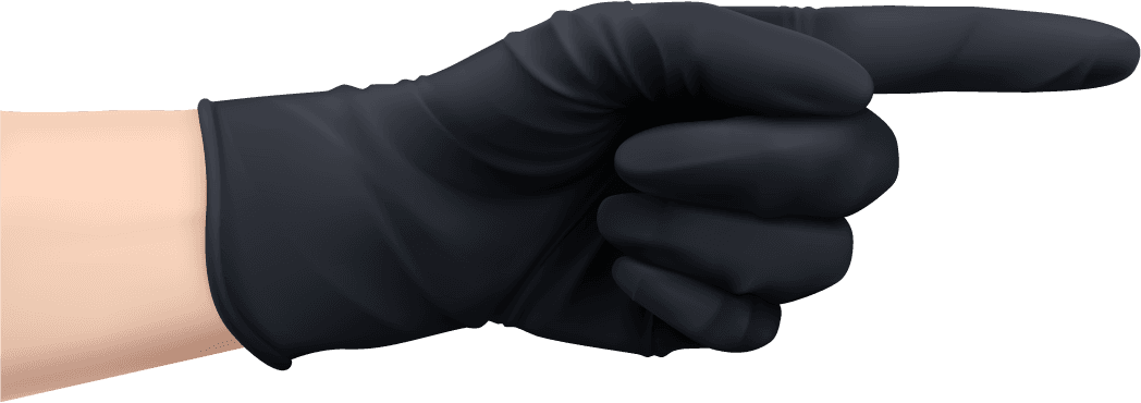 human hands protective gloves black yellow colors realistic set isolated illustration