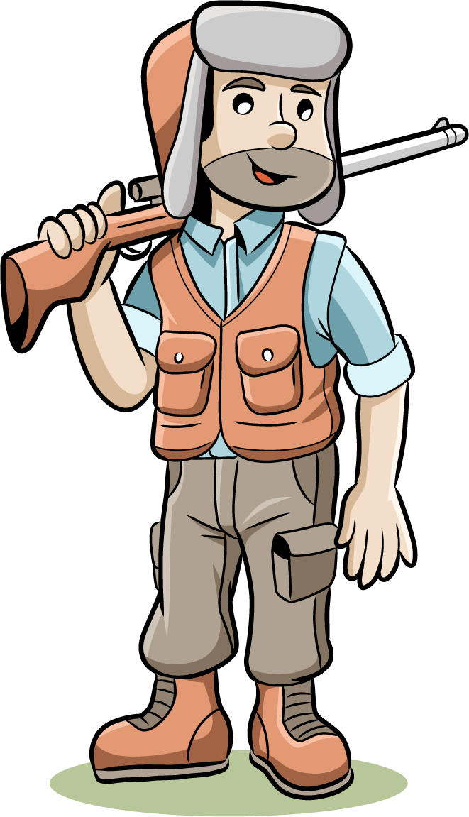hunter collection set vector featuring a cheerful character ready for outdoor adventures