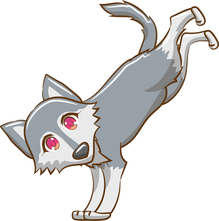 husky dog wolf cartoons in kawaii style isolated on white background