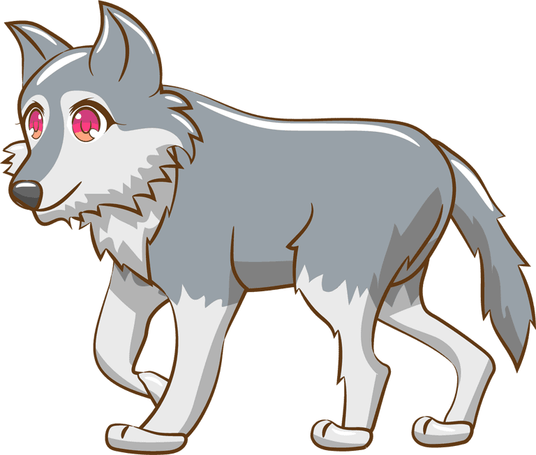 husky dog wolf cartoons in kawaii style isolated on white background
