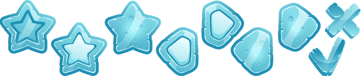 ice buttons ui game with cool shapes and vibrant colors for mobile applications