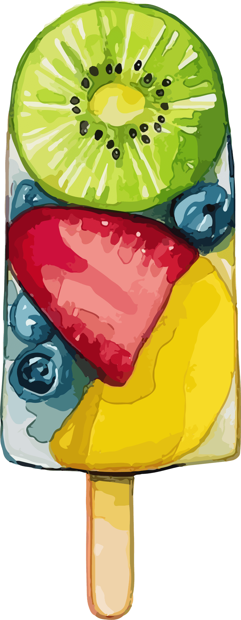 ice cream colorful food art watercolor vector