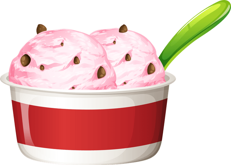 ice cream cup dairy products food set illustration