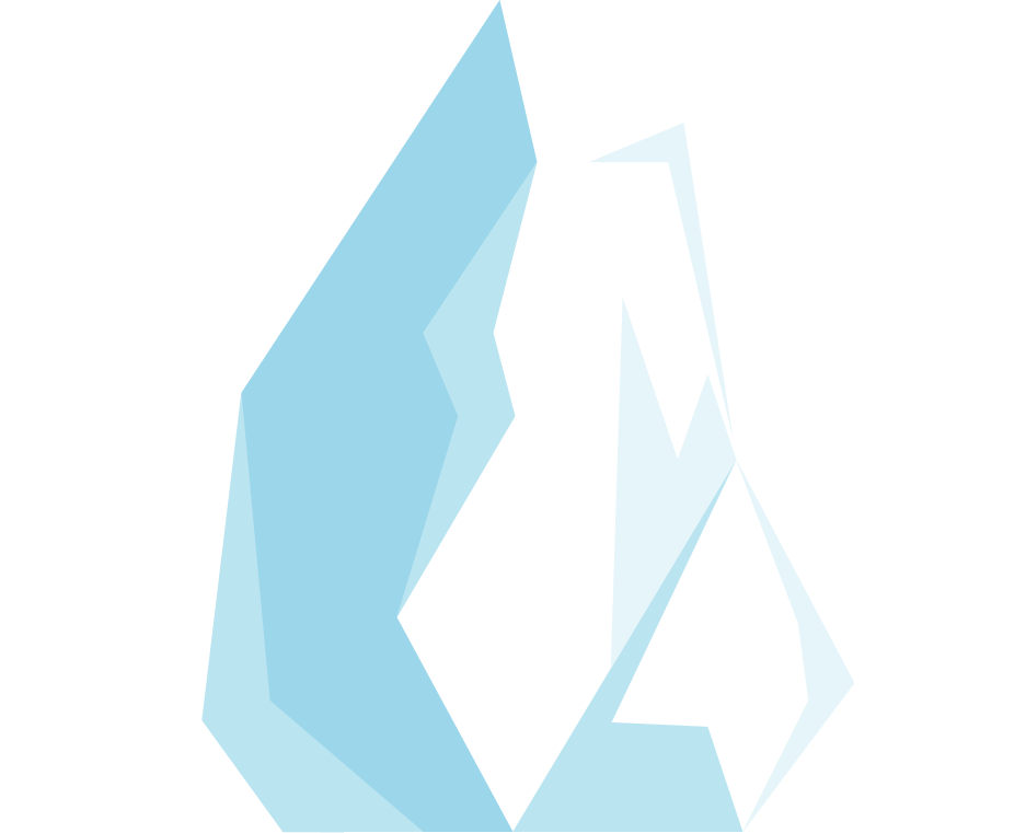 iceberg and snowy mountains illustration for winter adventure storytelling in cool colors