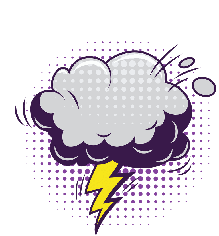 icon comic dynamic elements set showcasing storm cloud with lightning bolt effects