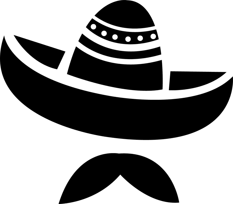 icon cowboy mexican sombrero hat with moustache