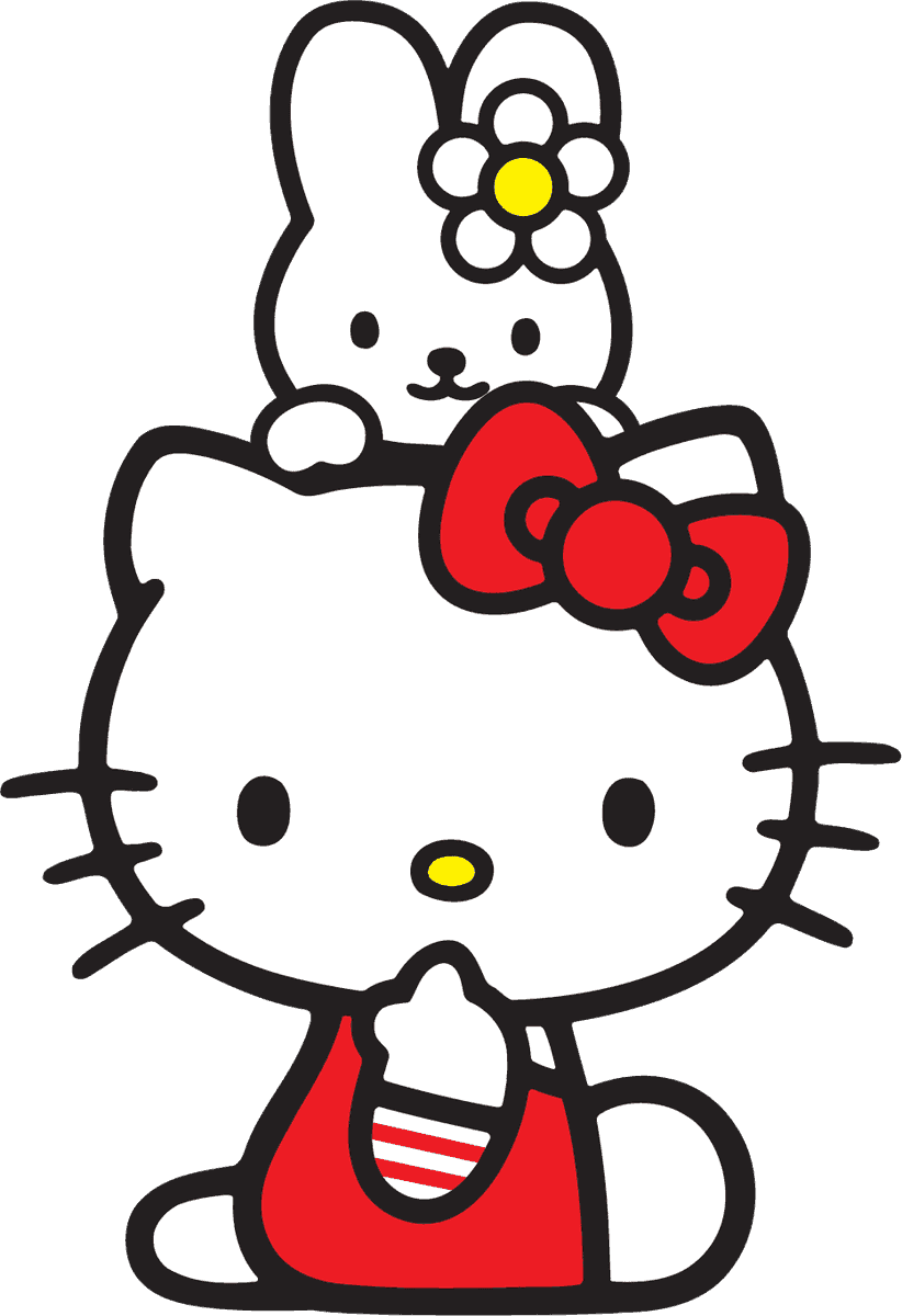 icon hello kitty official vector featuring cute bunny and vibrant red bow for playful themes