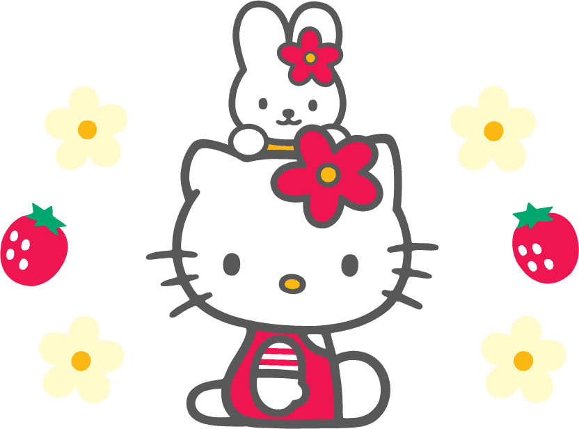 icon hello kitty official vector with bunny and floral accents for cheerful decor