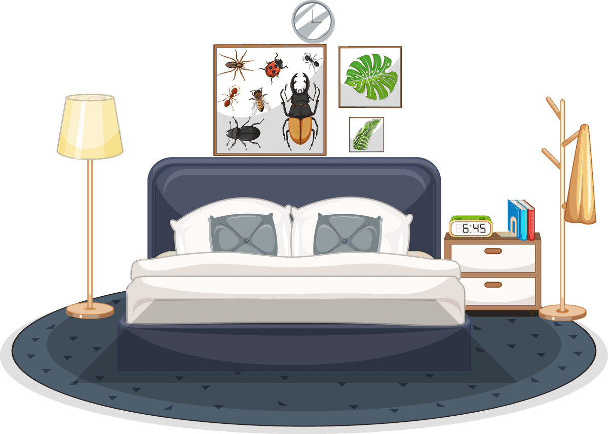 icon interior furniture decorations for modern bedroom with cozy aesthetics and functionality