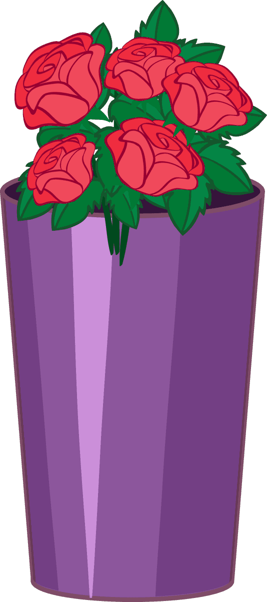 icon interior furniture decorations featuring vibrant roses in a stylish purple pot
