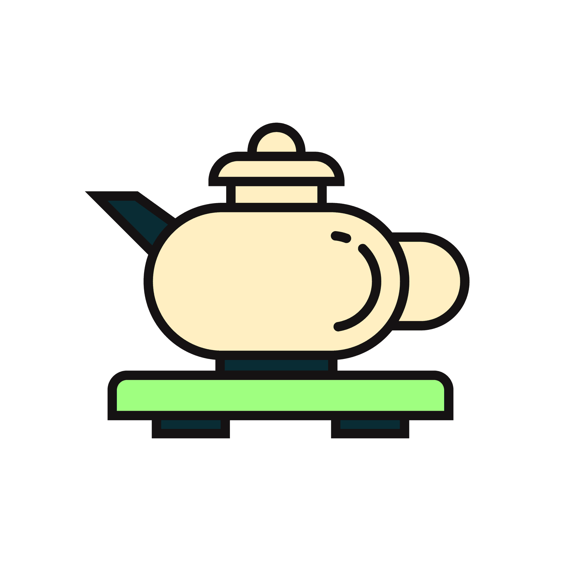 sleek minimal line art teapot icon for beverage branding