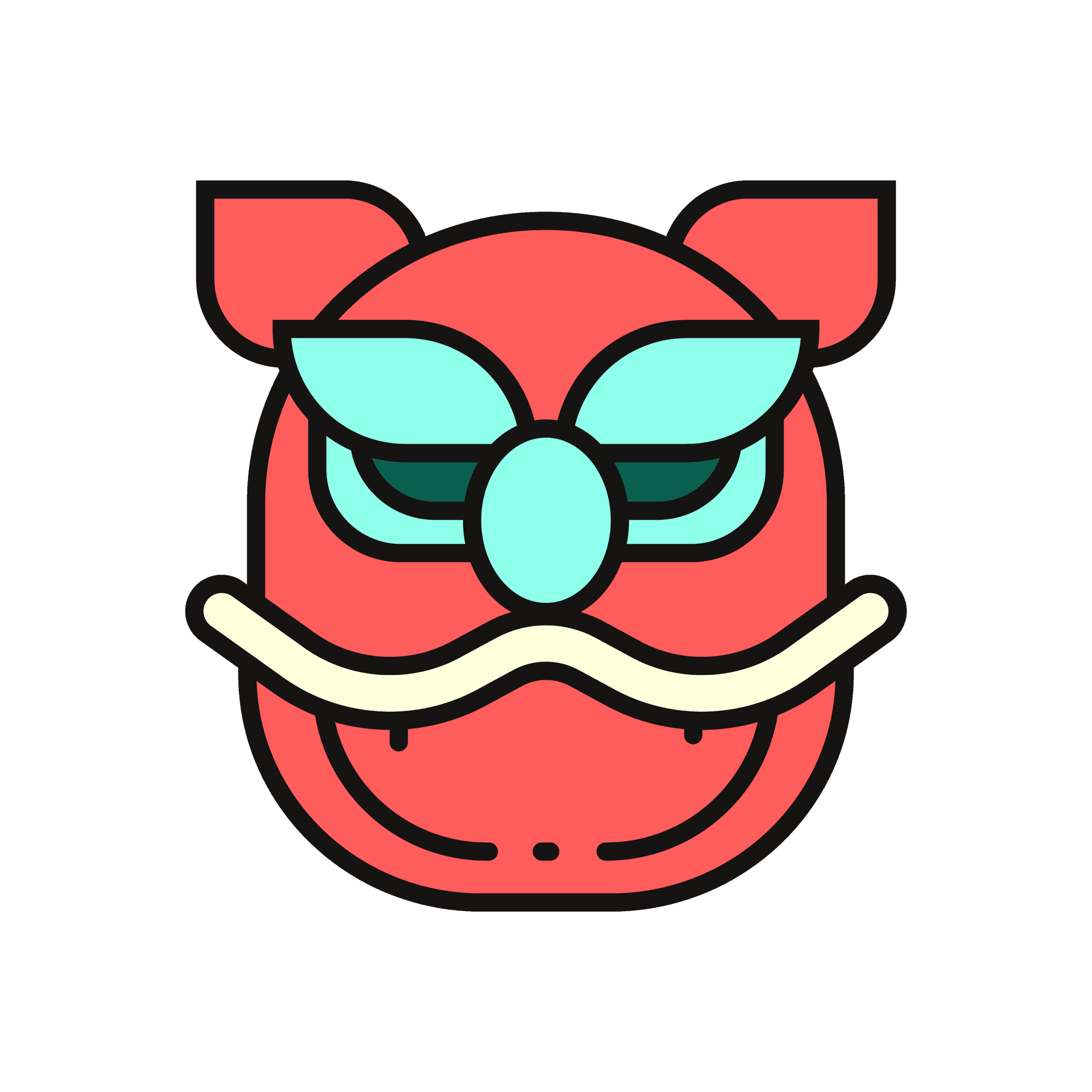 cheerful line art chinese new year lion mask icon for celebrations