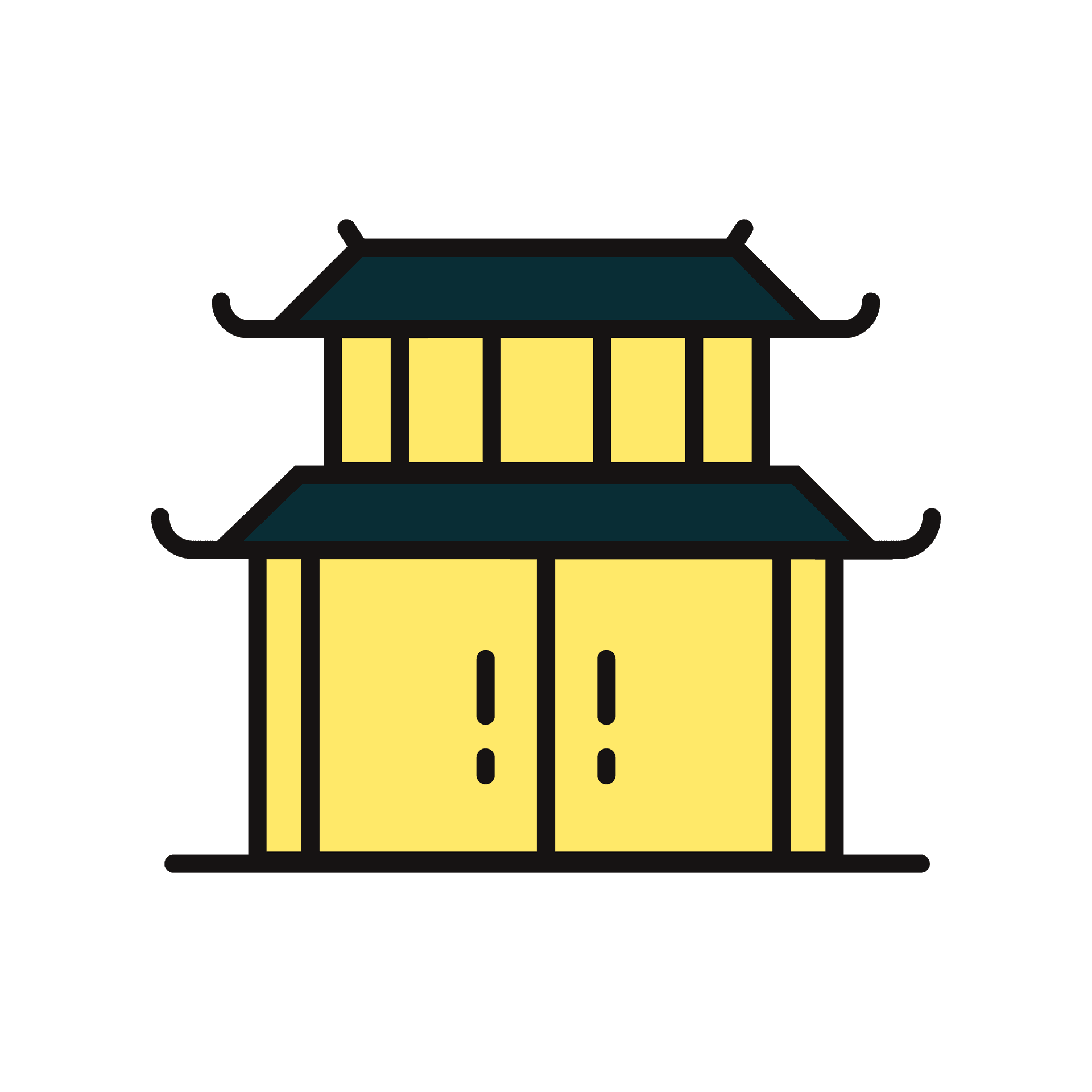 vibrant minimal east asian temple icon for cultural travel design