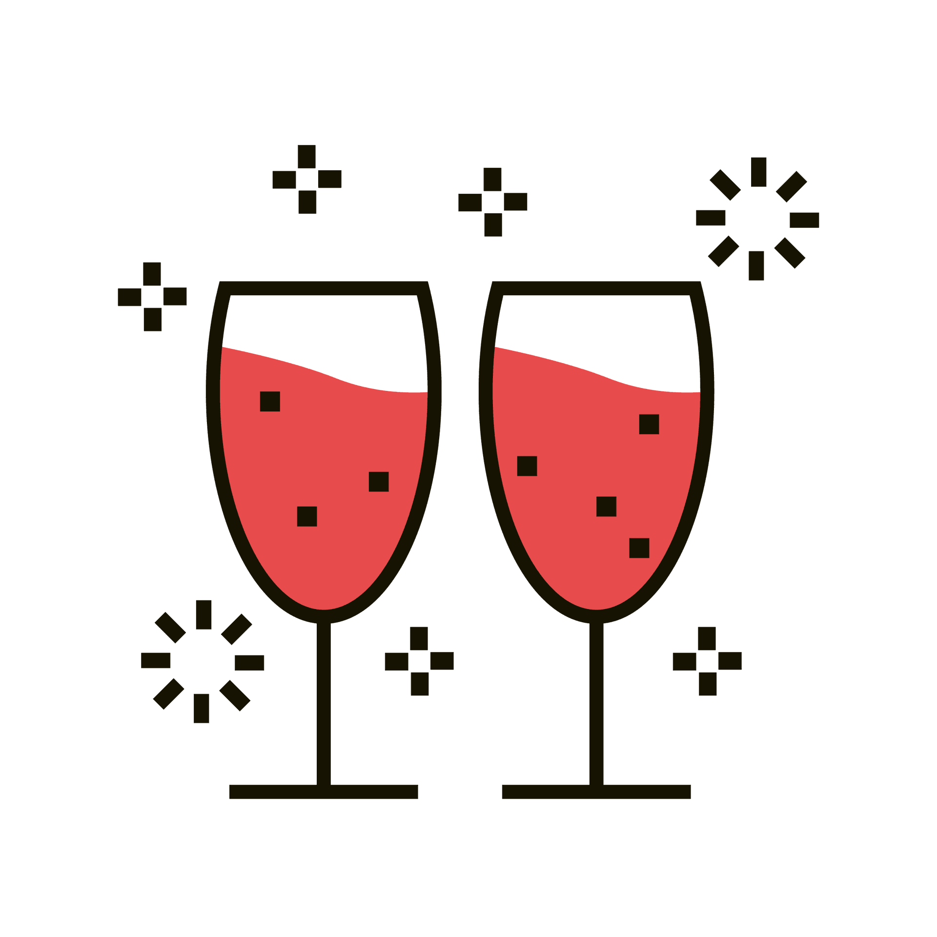 celebratory wine glasses in minimalist style