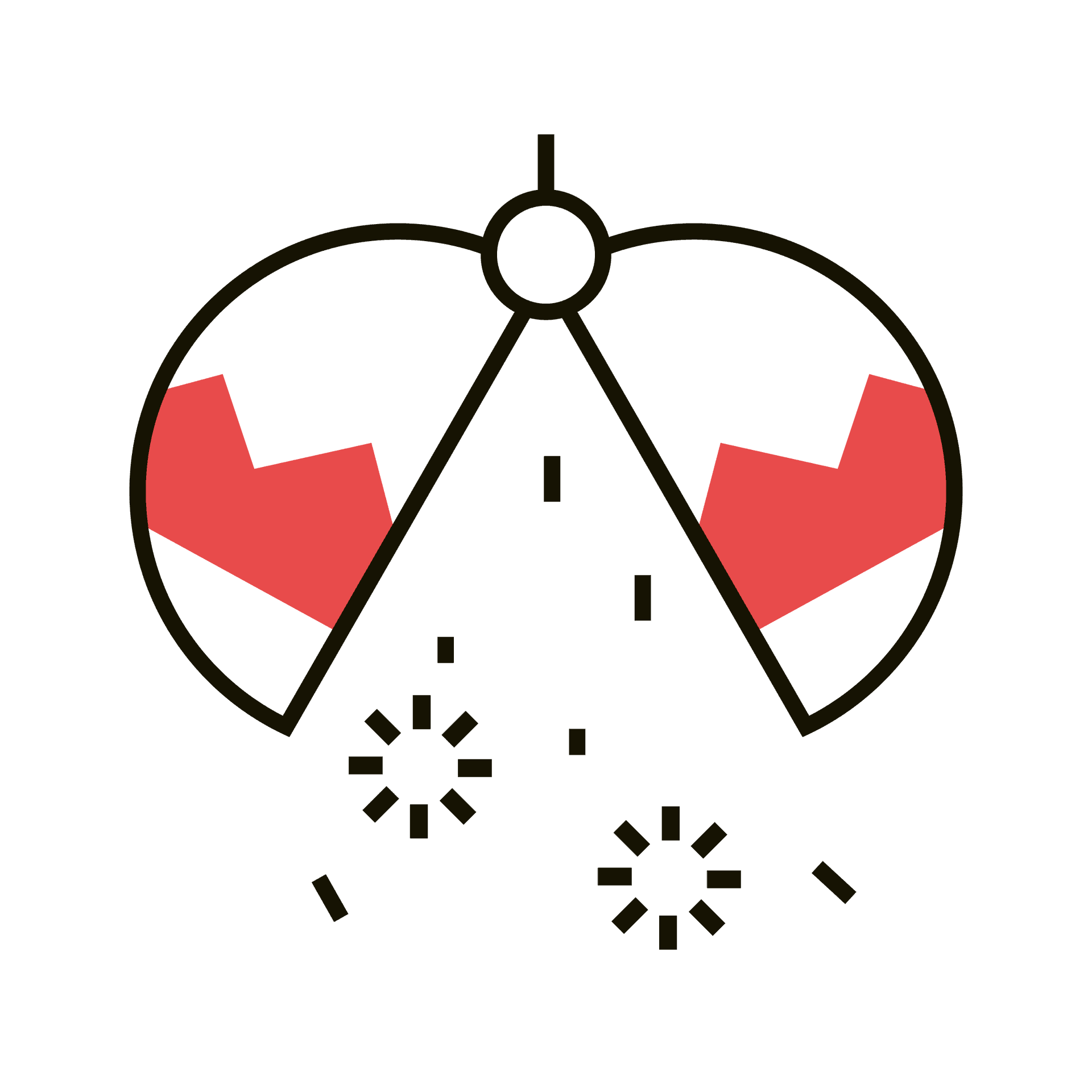 minimalist balance scale icon with red accents
