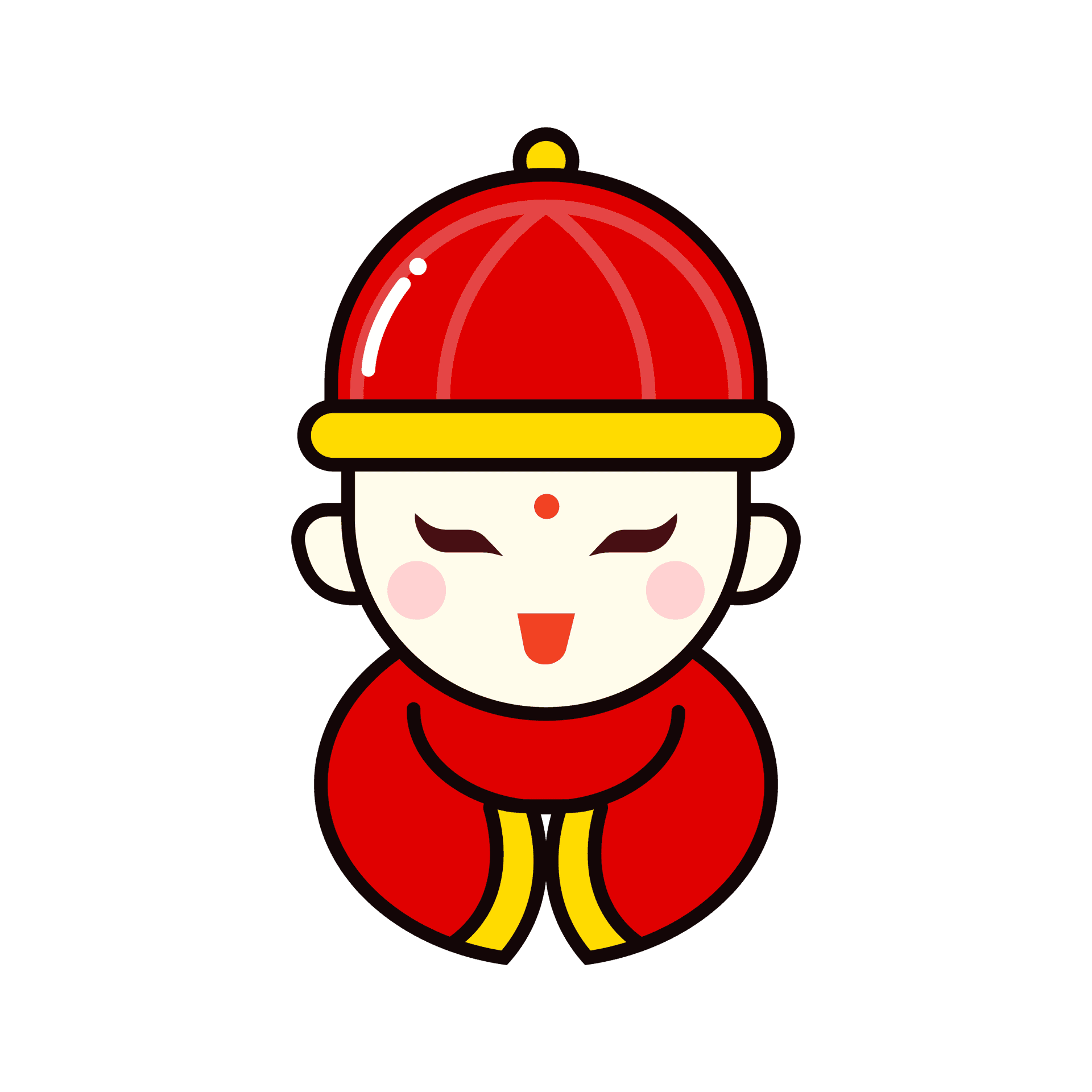 cute winter kid icon in red and yellow