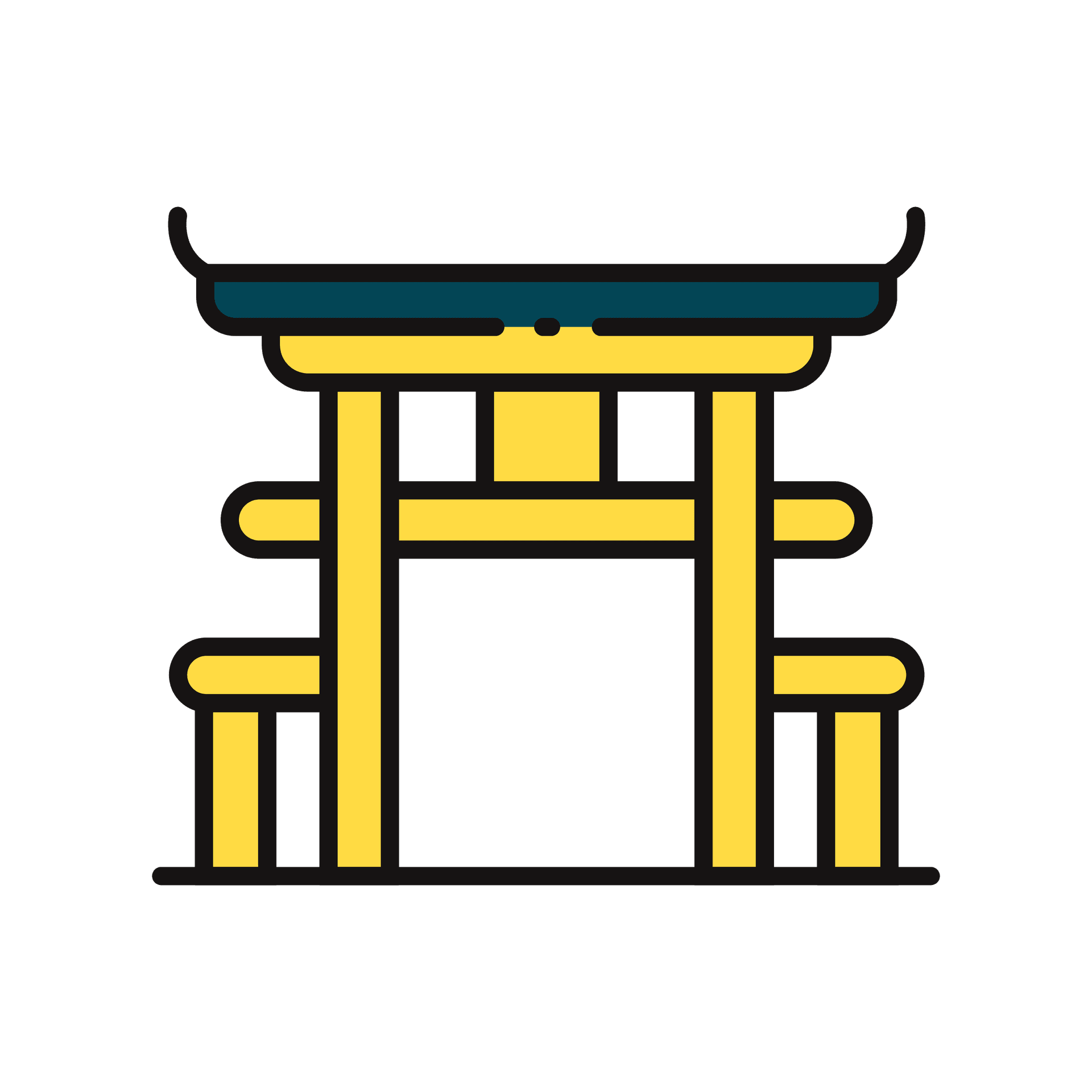 vibrant minimal japanese torii gate icon for travel branding