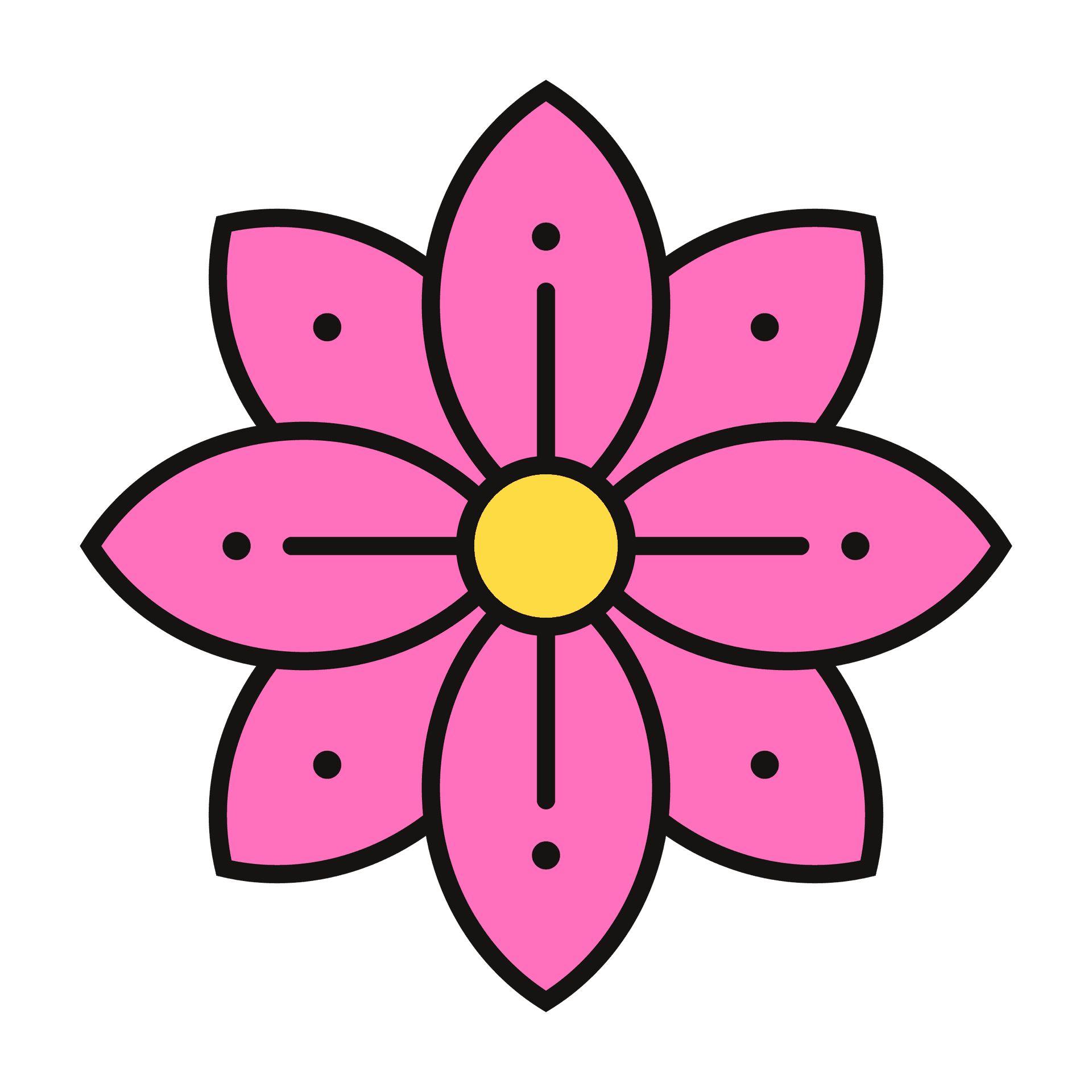 vibrant geometric line art flower icon for playful branding