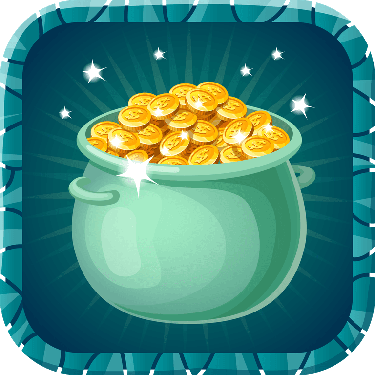 icons prizes computer game featuring a treasure pot overflowing with gold coins