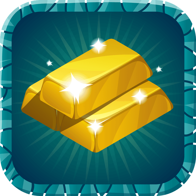 icons prizes computer game showcasing shiny gold bars for rewarding gameplay