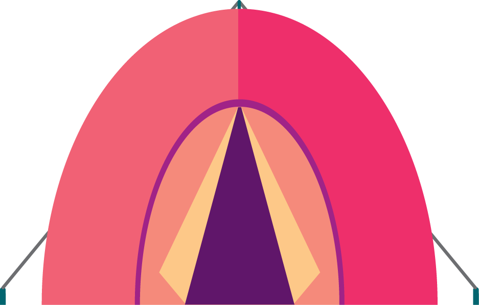 simple camping tents illustration showcasing vibrant colors and unique shapes for outdoor adventures