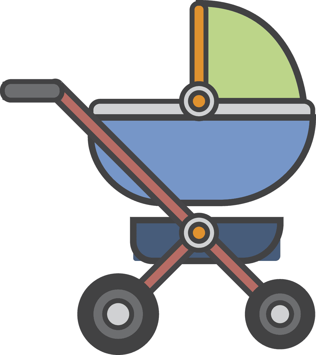 illustration daily stuff vector: colorful baby stroller with convenient features for parents