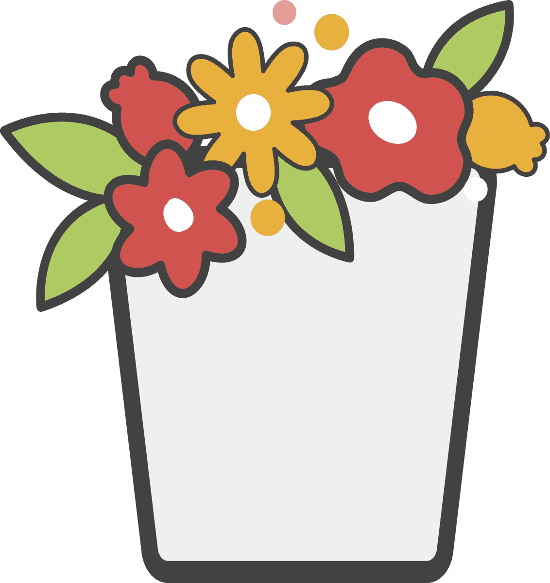 charming illustration daily stuff vector featuring vibrant flowers in a decorative pot
