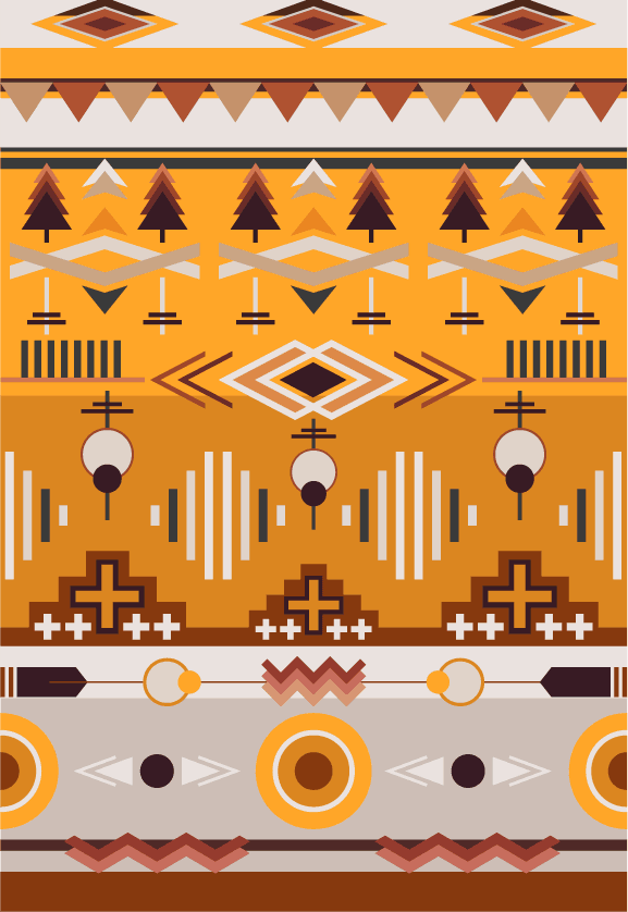 ethnic pattern illustration design with vibrant colors and geometric shapes for diverse projects